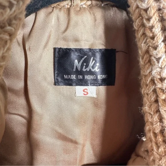 1980s Vintage Niki Rabbit Fur Knit Jacket Scarf Pom Pom Small - Picture 6 of 12